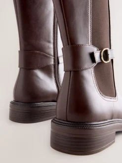 Ruimvallend En Extraruimvallend|Boots*Next - Forever Comfort® rijlaarzen met gesp Chocoladebruin