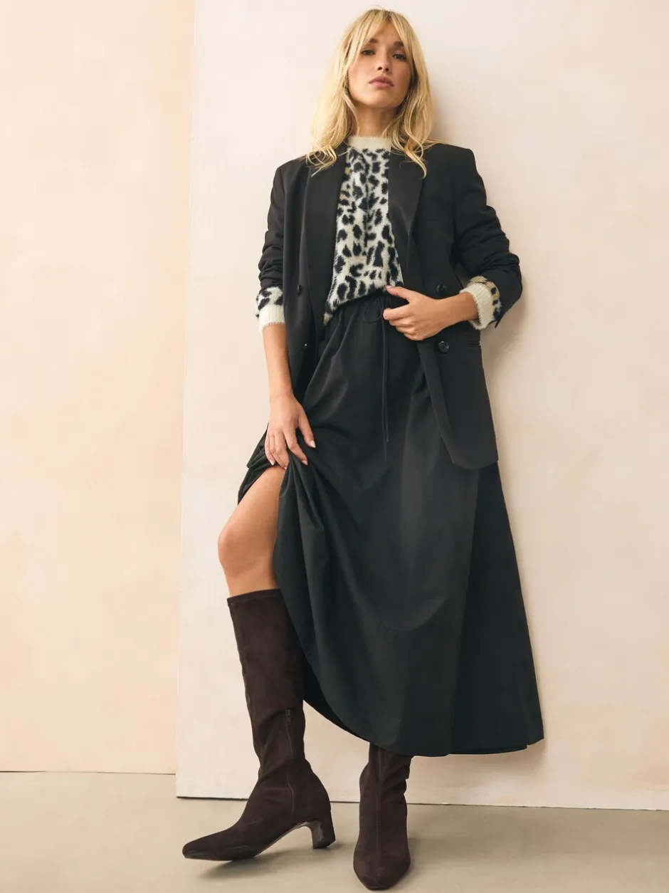 Ruimvallend En Extraruimvallend|Boots*Next - Forever Comfort® kniehoge soklaarzen met afgeronde spitse neus Chocoladebruin
