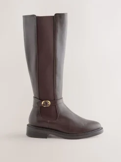 Ruimvallend En Extraruimvallend|Boots*Next - Forever Comfort® rijlaarzen met gesp Chocoladebruin