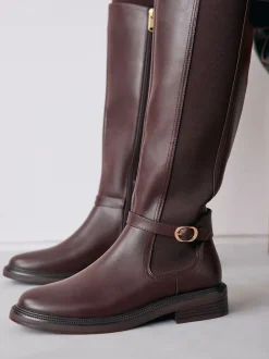 Ruimvallend En Extraruimvallend|Boots*Next - Forever Comfort® rijlaarzen met gesp Chocoladebruin