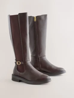 Ruimvallend En Extraruimvallend|Boots*Next - Forever Comfort® rijlaarzen met gesp Chocoladebruin