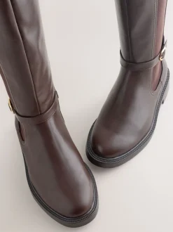 Ruimvallend En Extraruimvallend|Boots*Next - Forever Comfort® rijlaarzen met gesp Chocoladebruin