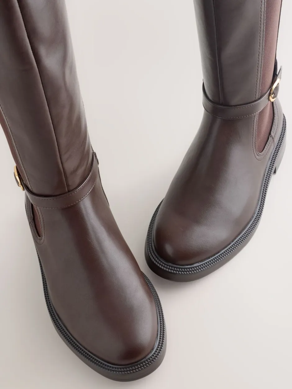 Ruimvallend En Extraruimvallend|Boots*Next - Forever Comfort® rijlaarzen met gesp Chocoladebruin