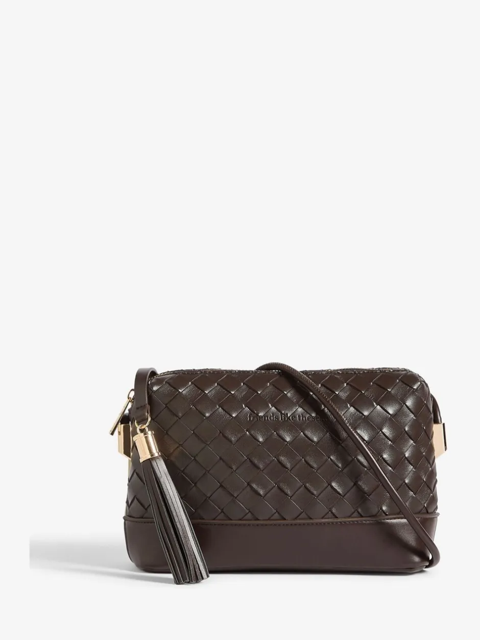 Tassen En Portemonnees|Friends Like These - Weave Knotted Handle Cross-Body Bag Chocoladebruin