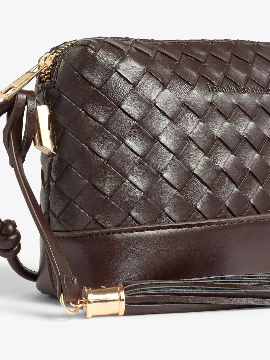 Tassen En Portemonnees|Friends Like These - Weave Knotted Handle Cross-Body Bag Chocoladebruin