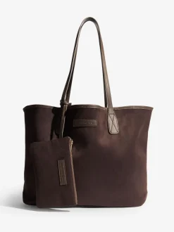 Tassen En Portemonnees|Friends Like These - Faux Suede Soft Tote Bag Chocoladebruin