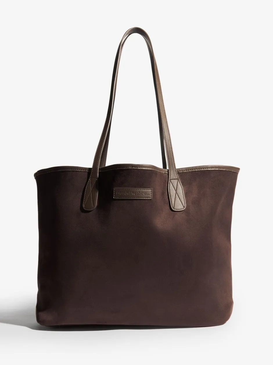 Tassen En Portemonnees|Friends Like These - Faux Suede Soft Tote Bag Chocoladebruin