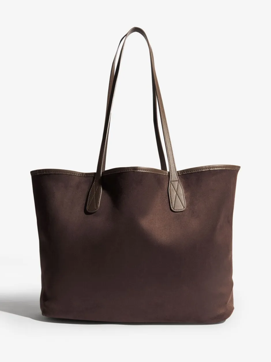 Tassen En Portemonnees|Friends Like These - Faux Suede Soft Tote Bag Chocoladebruin