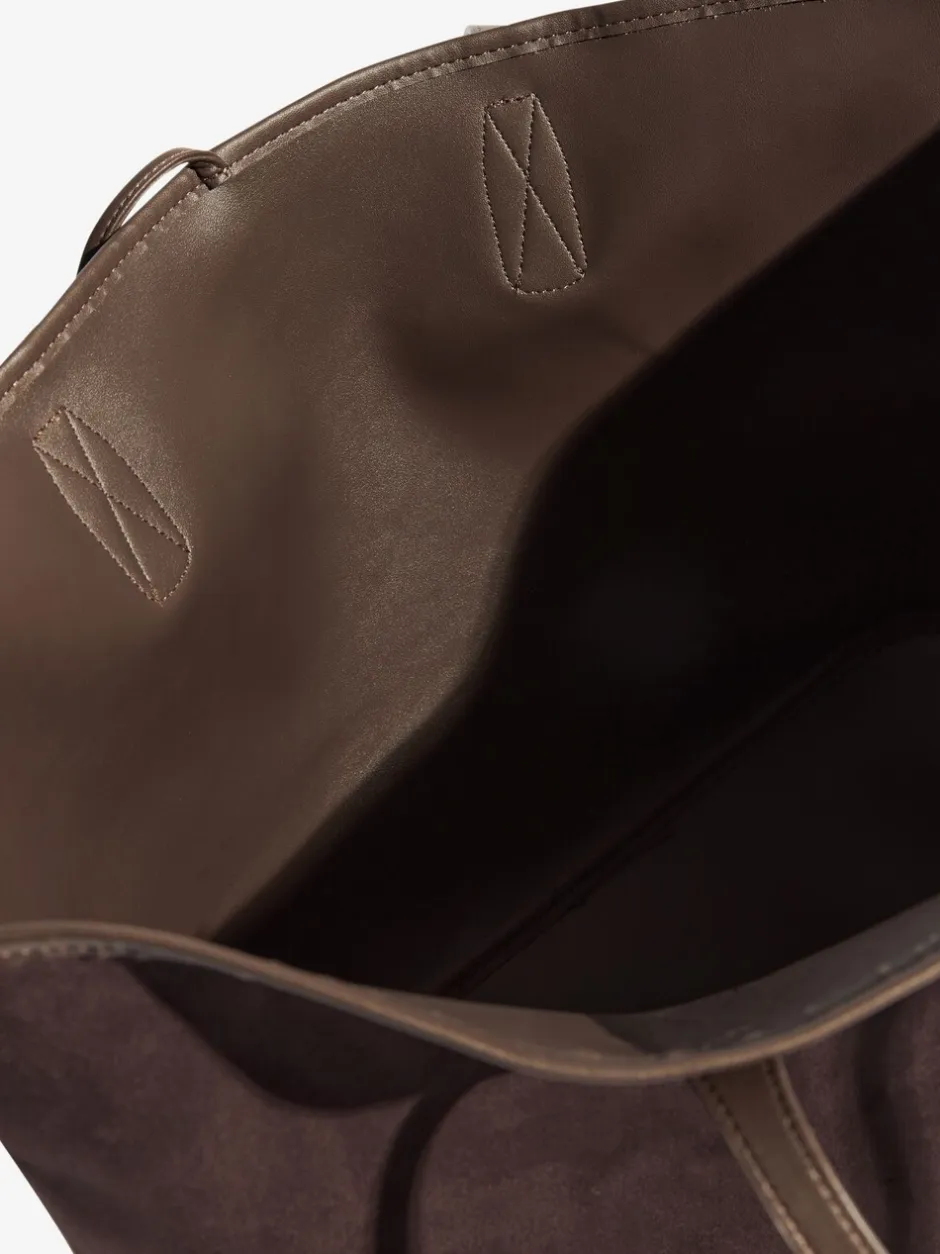 Tassen En Portemonnees|Friends Like These - Faux Suede Soft Tote Bag Chocoladebruin
