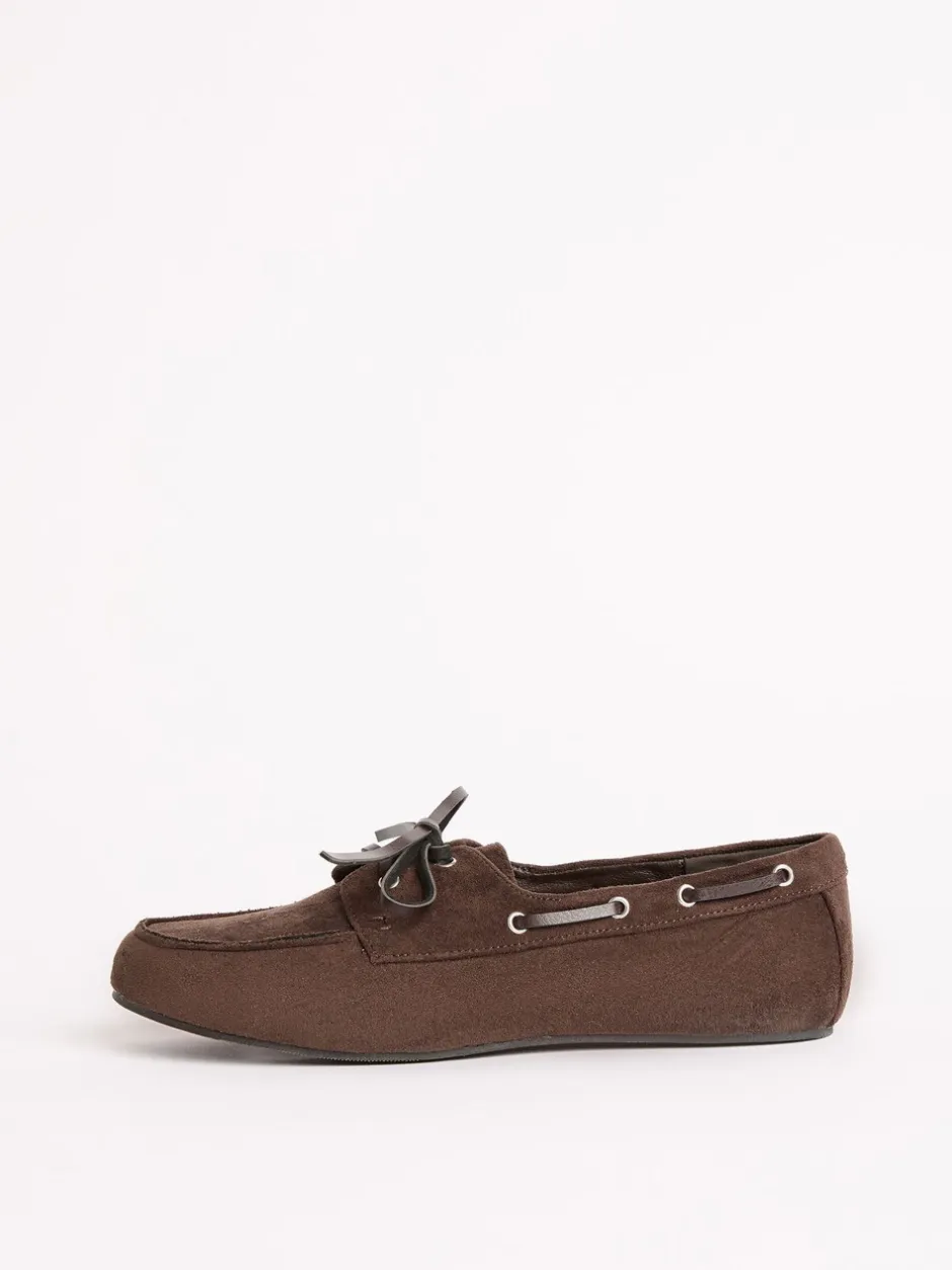 Lage Schoenen*Friends Like These - Slim Vetersluiting Comfort Imitatiesuède Bootschoen Instappers Chocoladebruin