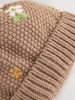 Mutsjes En Antikrabwantjes|Mutsen, Handschoenen En Sjaals*Next Chocoladebruin - Geborduurde beanie-muts (1-13jr)