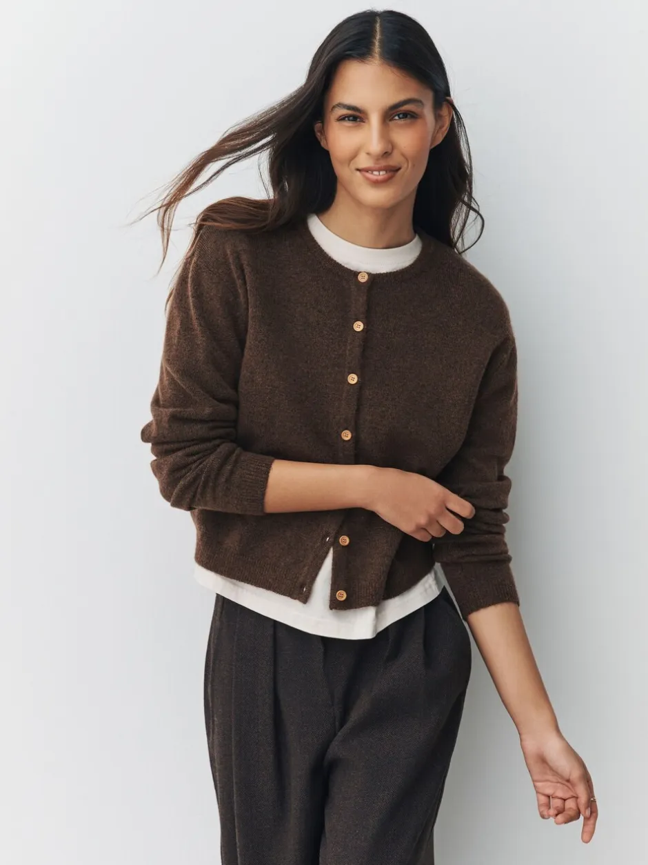 Gebreide Kleding*Next Chocoladebruin - Gebreid vest met ronde hals