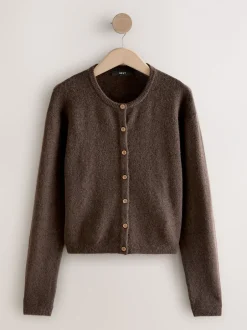 Gebreide Kleding*Next Chocoladebruin - Gebreid vest met ronde hals