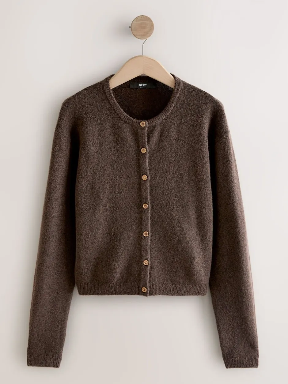 Gebreide Kleding*Next Chocoladebruin - Gebreid vest met ronde hals