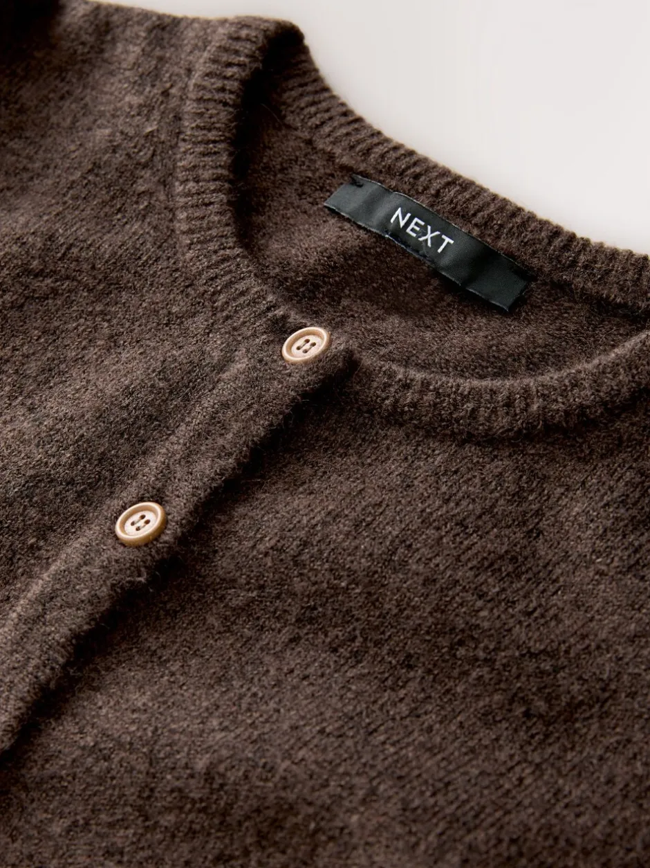 Gebreide Kleding*Next Chocoladebruin - Gebreid vest met ronde hals
