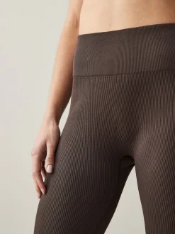 Leggings En Joggingbroeken*Next Chocoladebruin - Geribbelde naadloze legging met hoge taille