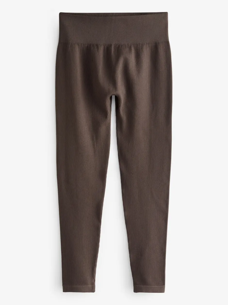 Leggings En Joggingbroeken*Next Chocoladebruin - Geribbelde naadloze legging met hoge taille