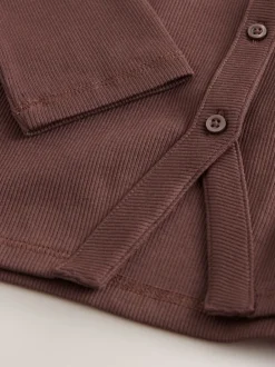 Gebreide Kleding|Next Chocoladebruin - Geribbeld vest met lange mouwen (3-16jr)