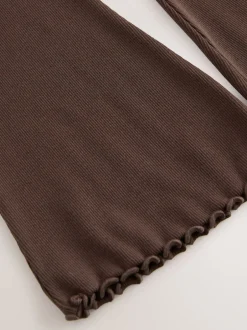 Broeken En Leggings*Next Chocoladebruin - Geribde uitlopende legging (3-16 jr)
