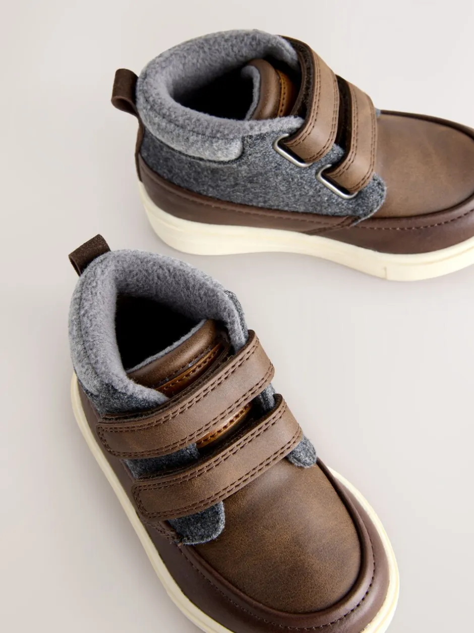 Boots|Next Chocoladebruin - Hoge schoenen met klittenbandsluiting