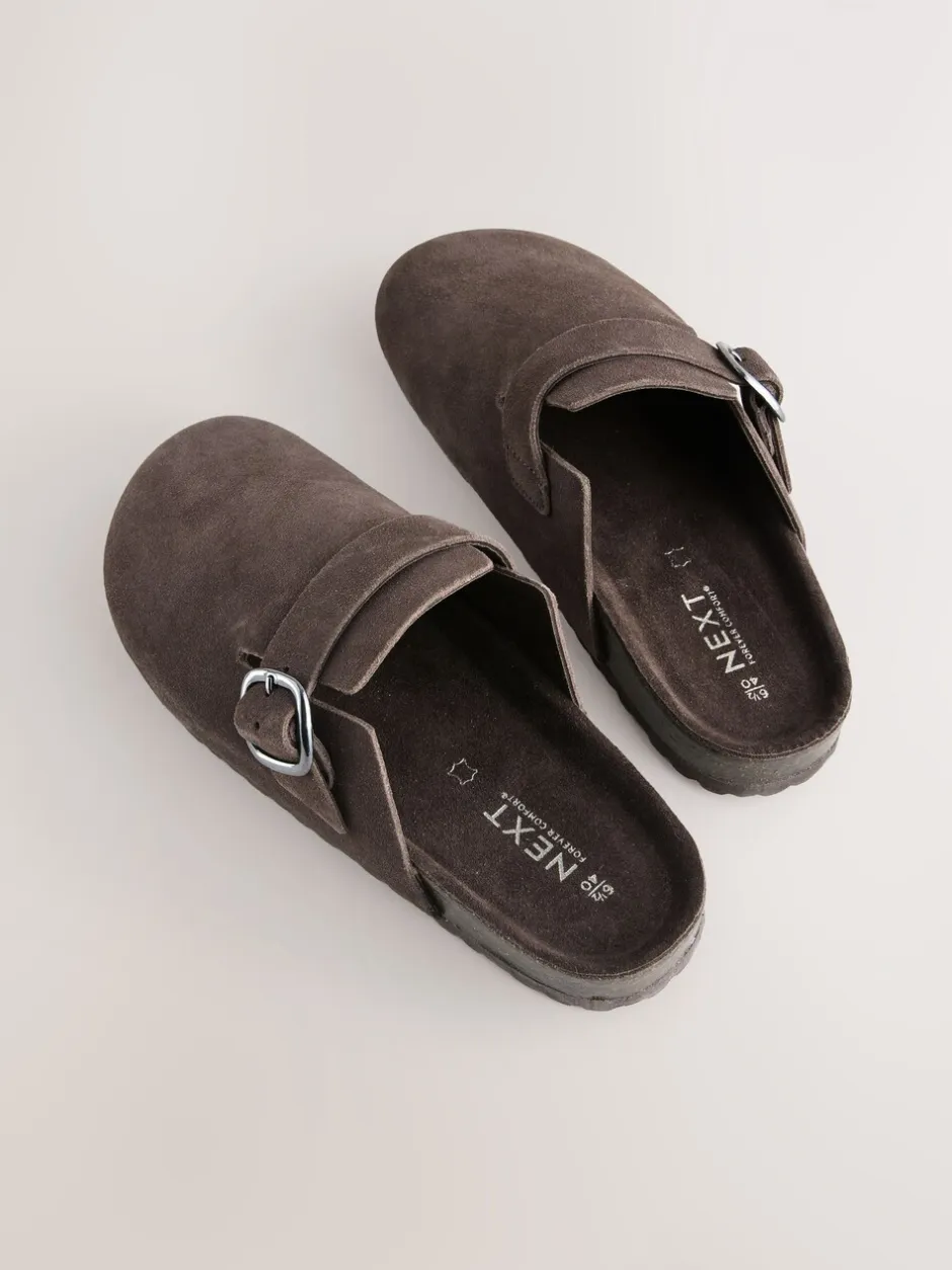 Lage Schoenen*Next Chocoladebruin - Klompen met leren voetbed