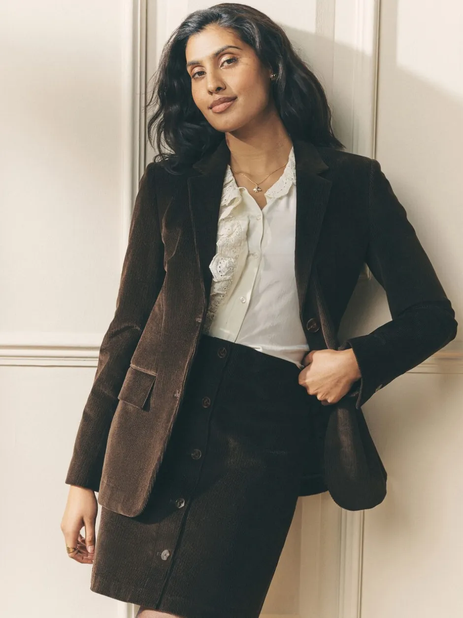 Jassen En Jacks|Laura Ashley - Heritage Dogtooth Check Blazer with Wool Chocoladebruin