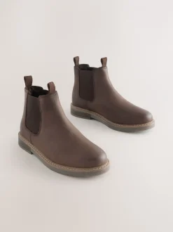 Boots|Next - Leren Chelsea laarzen Chocoladebruin