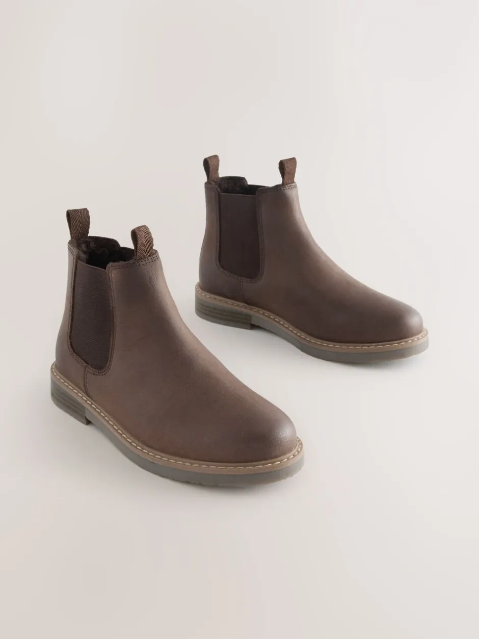 Boots*Next - Leren Chelsea laarzen Chocoladebruin