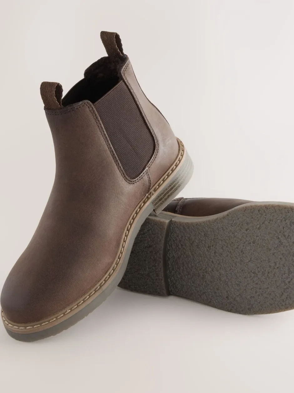 Boots*Next - Leren Chelsea laarzen Chocoladebruin