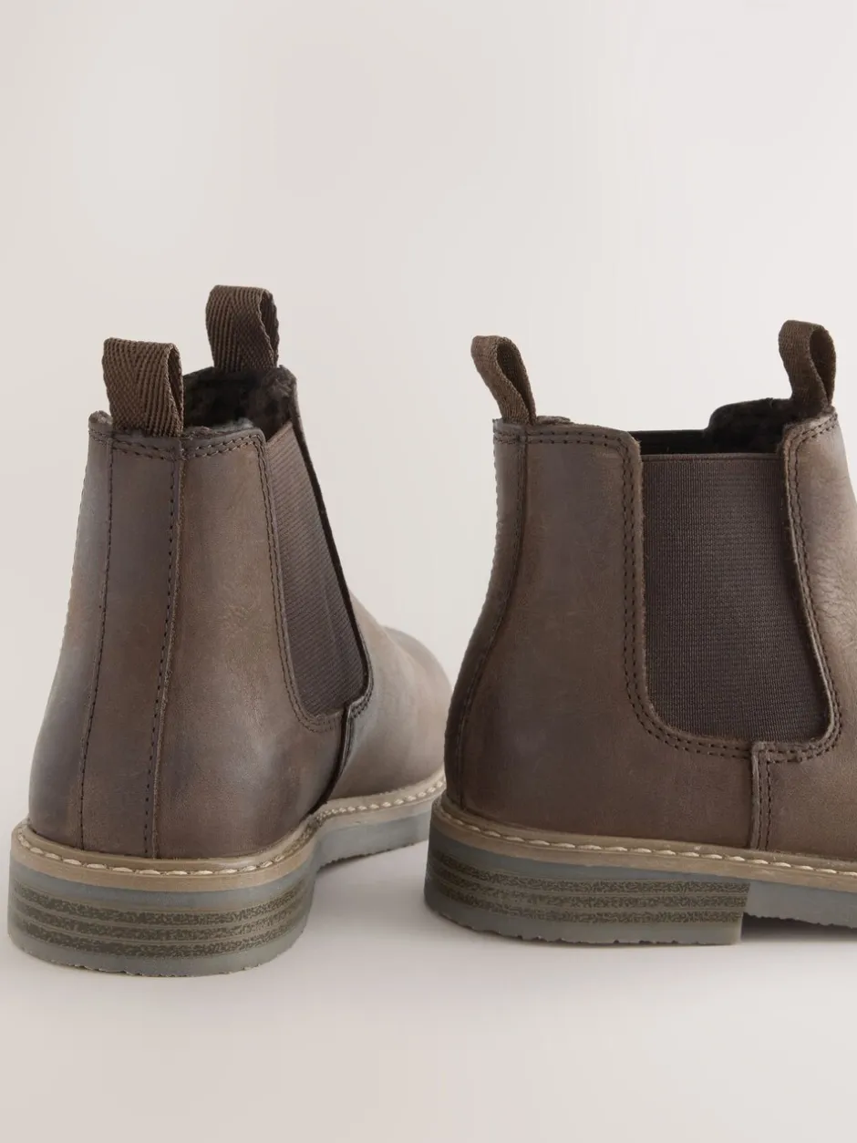 Boots*Next - Leren Chelsea laarzen Chocoladebruin