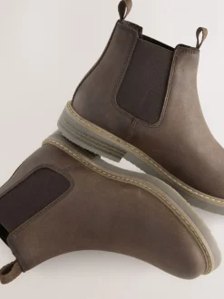 Boots*Next - Leren Chelsea laarzen Chocoladebruin