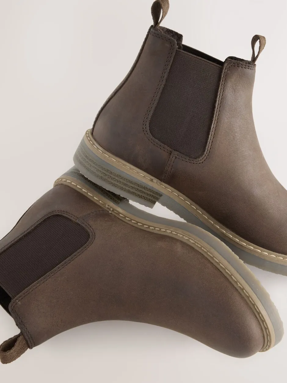 Boots*Next - Leren Chelsea laarzen Chocoladebruin