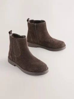 Boots|Next - Leren Chelsea laarzen Chocoladebruin