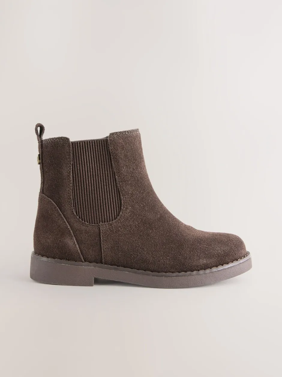 Boots|Next - Leren Chelsea laarzen Chocoladebruin