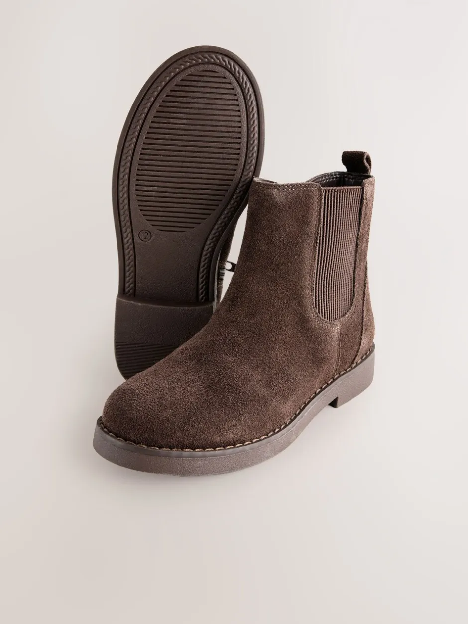 Boots|Next - Leren Chelsea laarzen Chocoladebruin