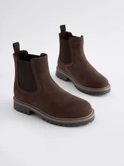 Boots|Next - Leren warmgevoerde Chelsea-laarzen Chocoladebruin