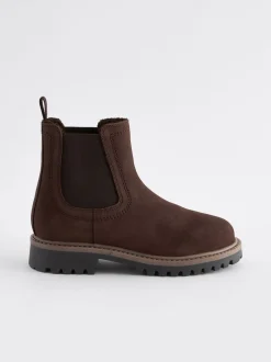 Boots|Next - Leren warmgevoerde Chelsea-laarzen Chocoladebruin