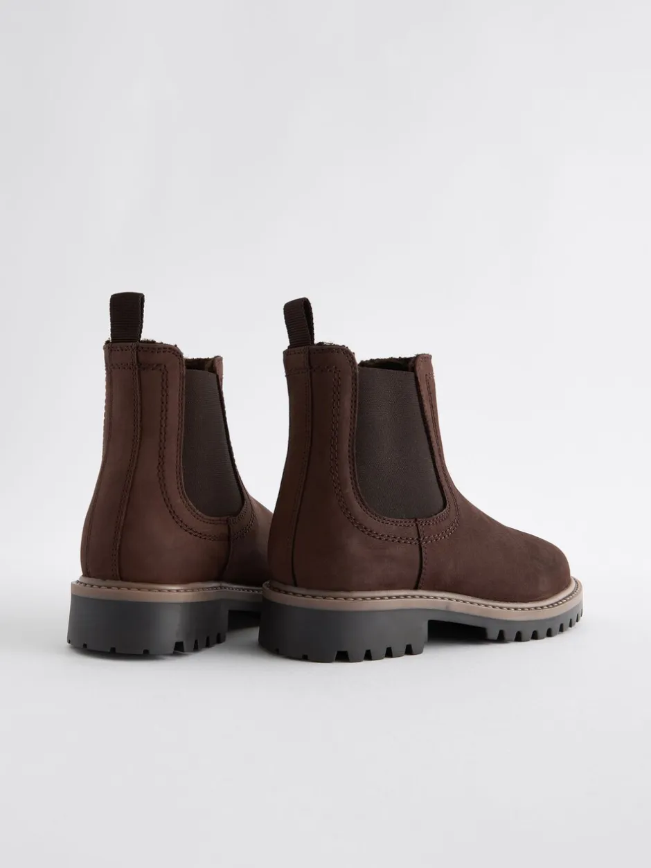 Boots|Next - Leren warmgevoerde Chelsea-laarzen Chocoladebruin