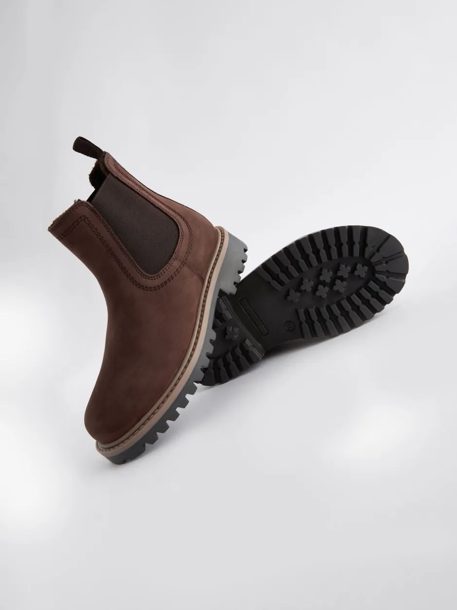 Boots|Next - Leren warmgevoerde Chelsea-laarzen Chocoladebruin