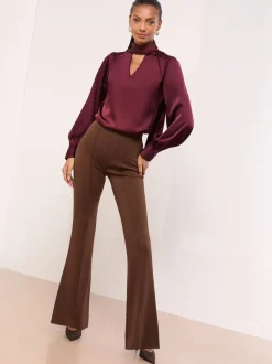 Kostuums En Werkkleding|Broeken|Lipsy - - Contour flare bootleg-broek met hoge taille Chocoladebruin