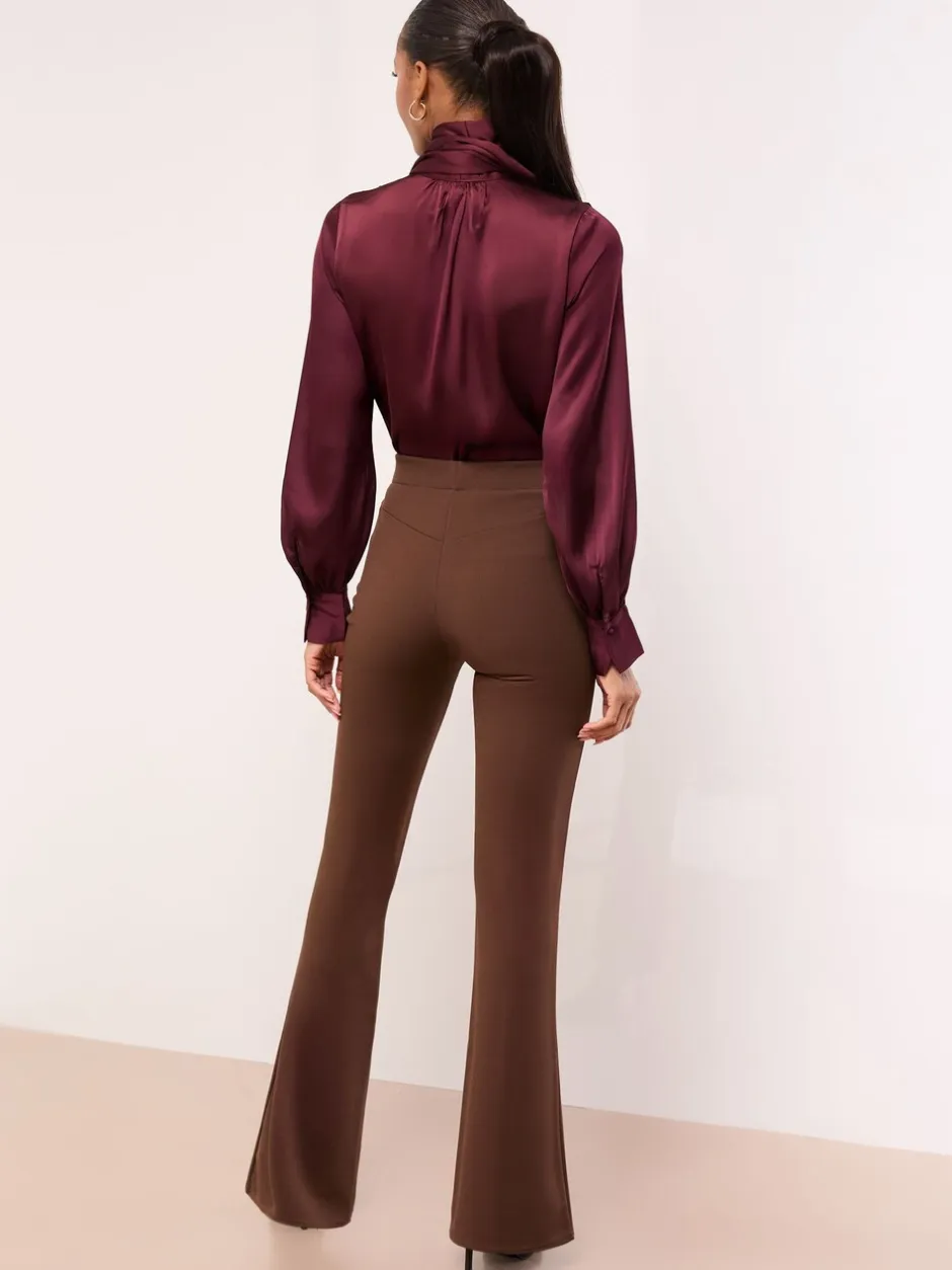 Kostuums En Werkkleding|Broeken|Lipsy - - Contour flare bootleg-broek met hoge taille Chocoladebruin