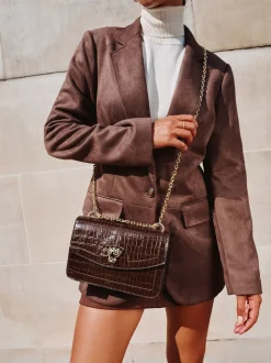 Tassen En Portemonnees*Lipsy - Medium Chain Shoulder Bag Chocoladebruin