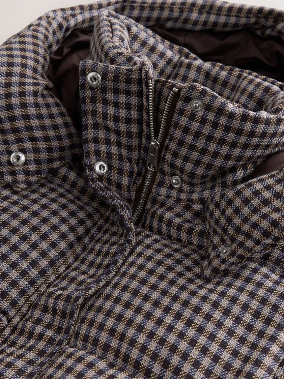Jassen En Jacks*Next Chocoladebruin - Long Padded Check Longline Coat