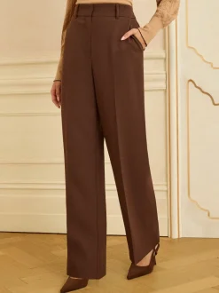 Broeken|Kostuums En Werkkleding*Love & Roses Chocoladebruin - broek met wijde pijpen