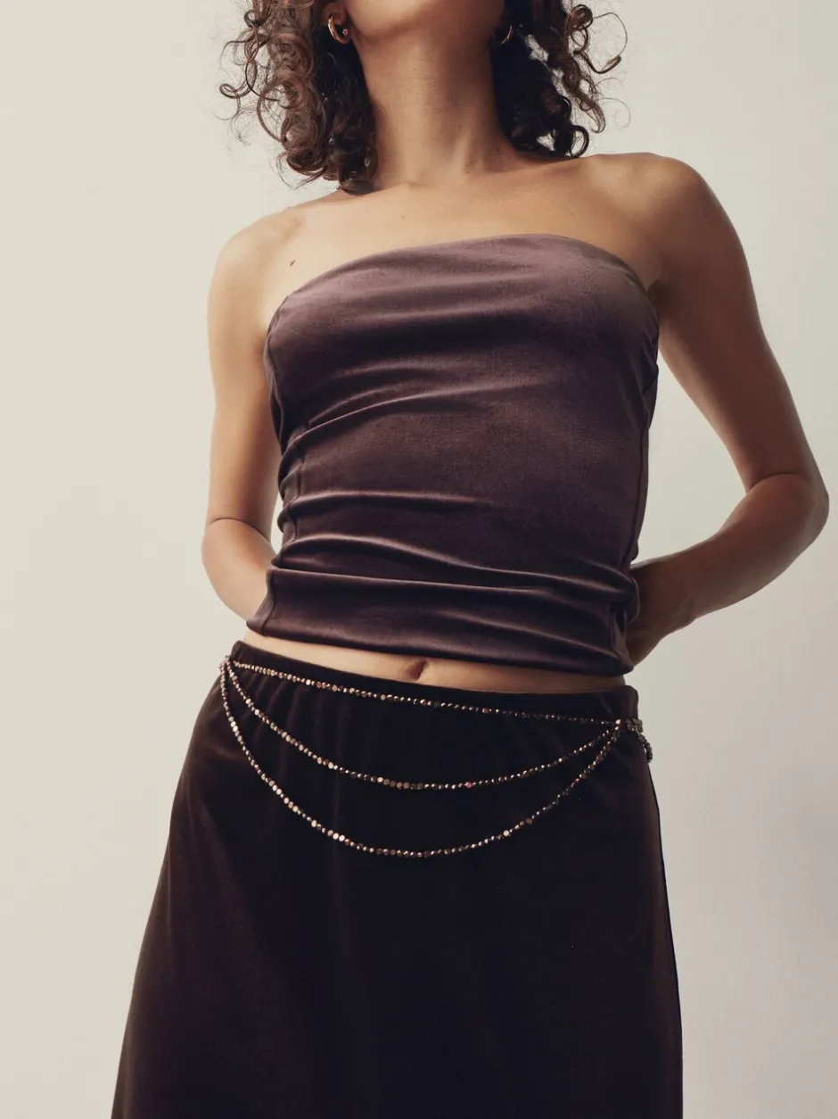 Ceintuurs*Next - Metallic Skinny Tiered Beaded Belt Chocoladebruin