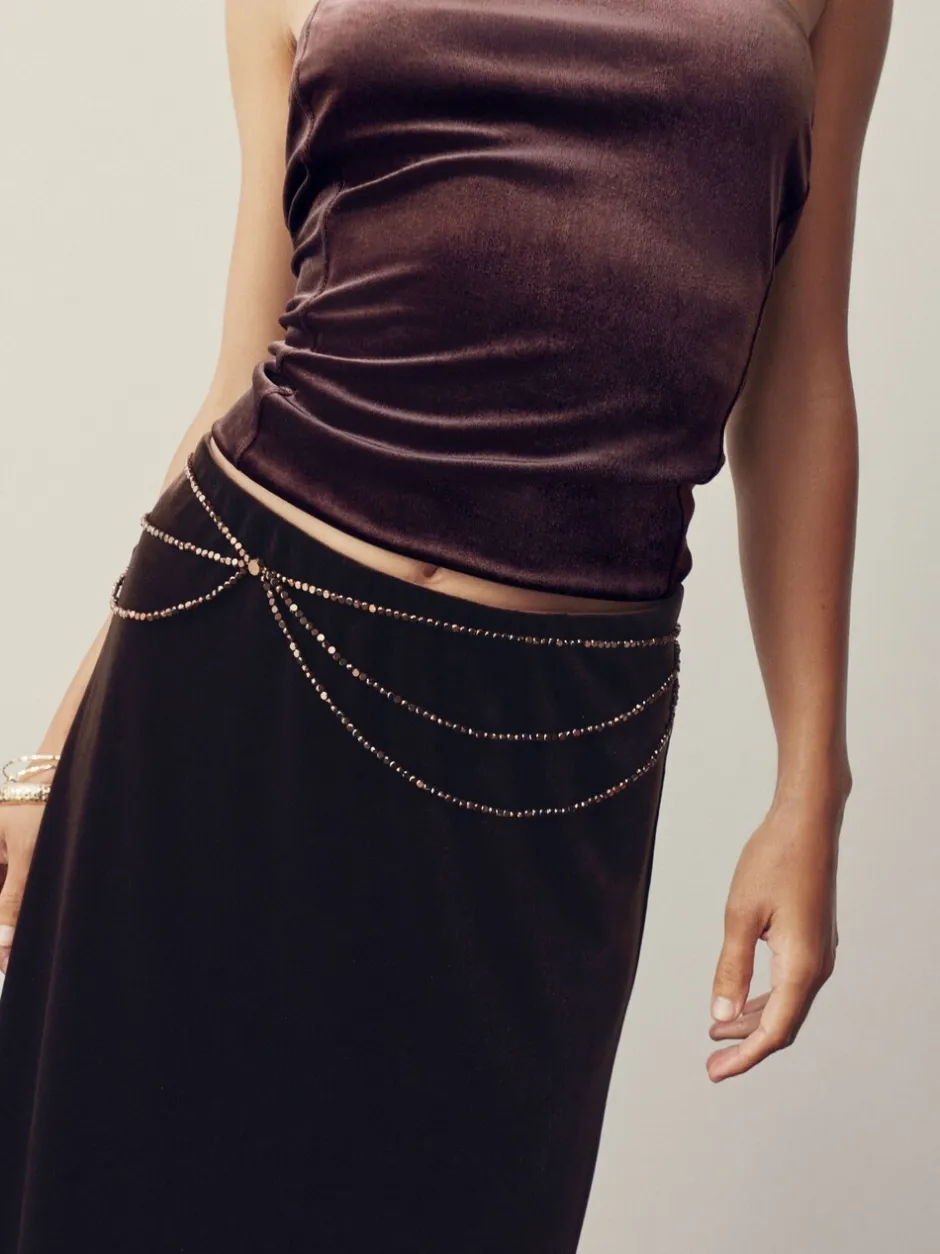 Ceintuurs*Next - Metallic Skinny Tiered Beaded Belt Chocoladebruin