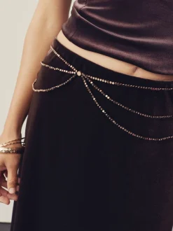 Ceintuurs*Next - Metallic Skinny Tiered Beaded Belt Chocoladebruin