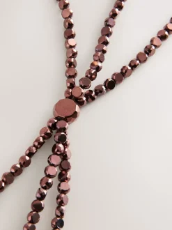 Ceintuurs*Next - Metallic Skinny Tiered Beaded Belt Chocoladebruin