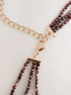Ceintuurs*Next - Metallic Skinny Tiered Beaded Belt Chocoladebruin