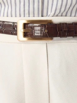 Ceintuurs|Next Chocoladebruin - N. Premium riem van Italiaans leer met krokodilleneffect-look
